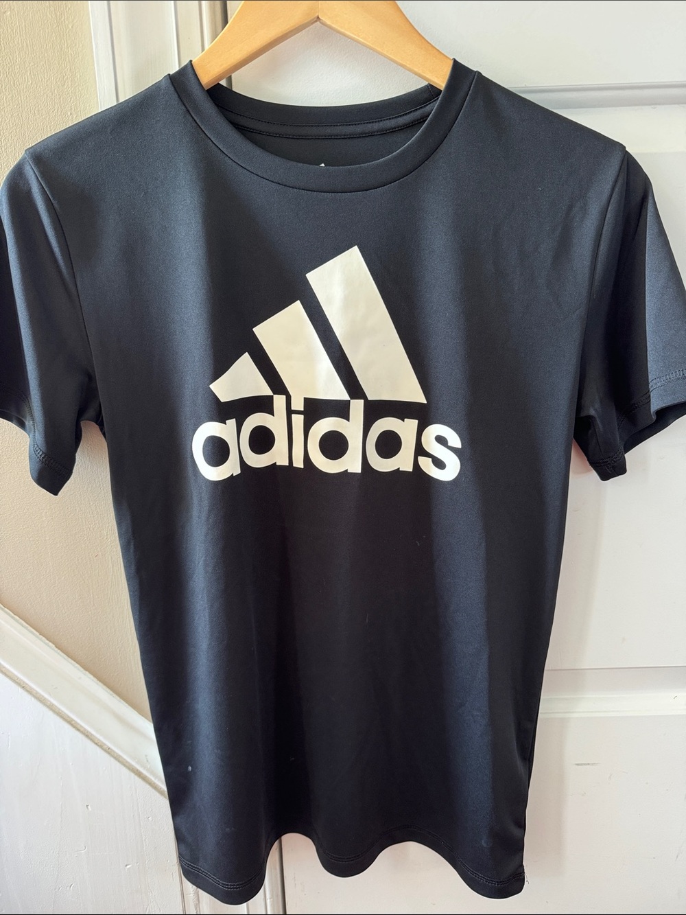 adidas Boys’ Black T-Shirt with White Logo